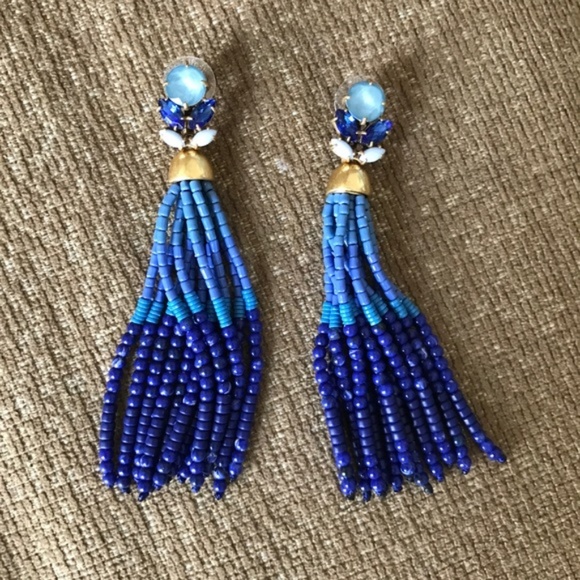Stella & Dot | Cobalt + Turquoise Hand-beaded Iris Tassel Statement Earr… - Picture 9 of 9